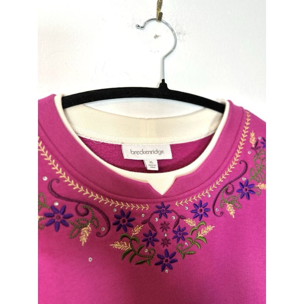 Vintage Breckenridge‎ Crew Neck Grandma Womens XL Pink Embroidered Grannycore - Picture 6 of 10
